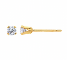 Load image into Gallery viewer, Clear CZ Gold stud earrings displayed on a white background