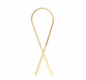 Gold ribbon earring displayed on a white background