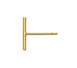 Gold bar stud earring displayed on a white background