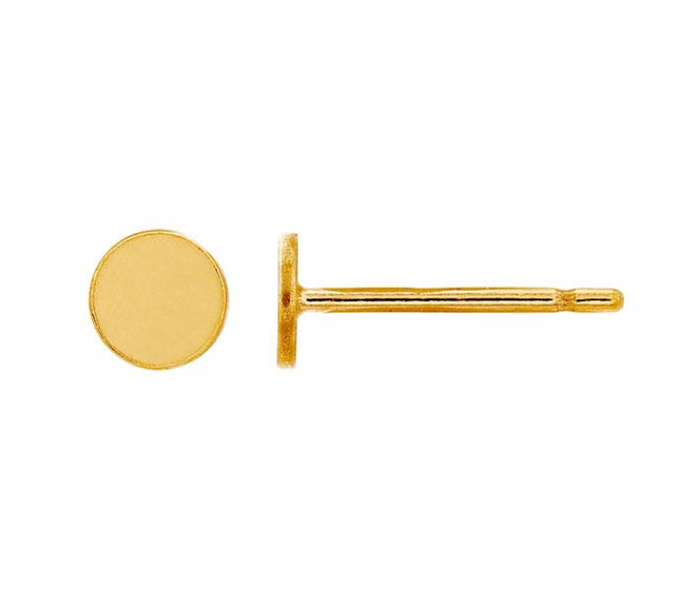 Gold circle stud earring displayed on a white background